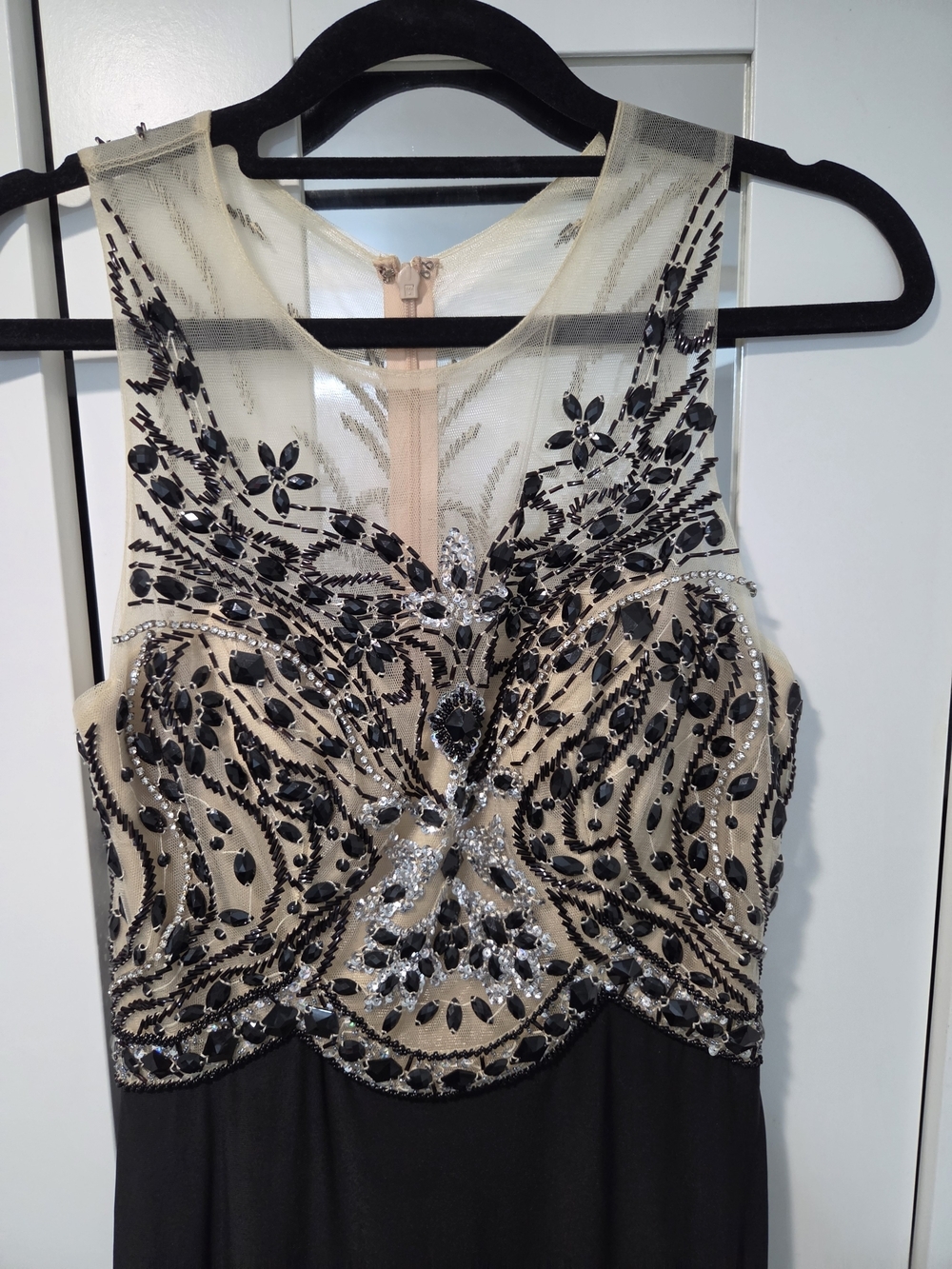 Dave & Johnny Beaded Black & Nude Evening Gown - Picture 3 of 12